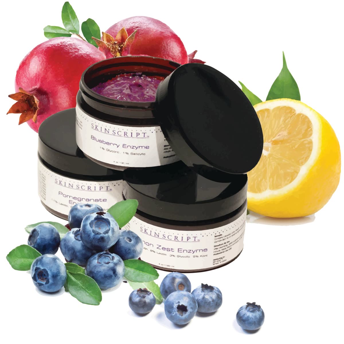 Skin Script enzyme jars with fruit